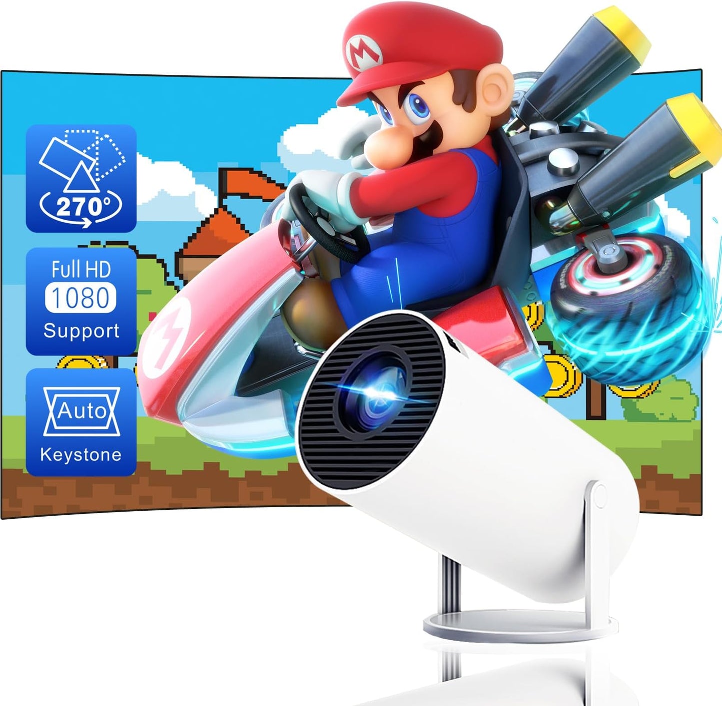 Compact 4K Smart Projector with WiFi6 & BT 5.0