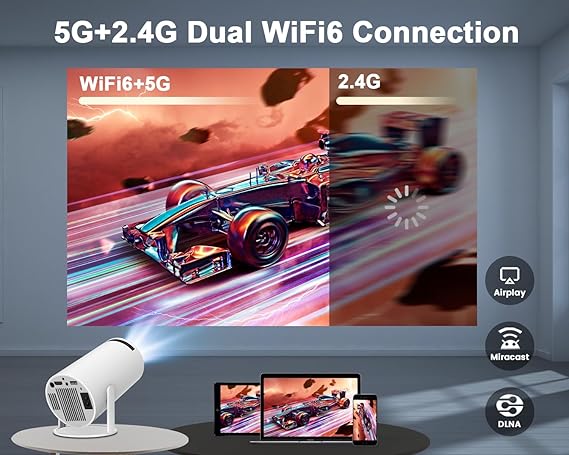 Compact 4K Smart Projector with WiFi6 & BT 5.0