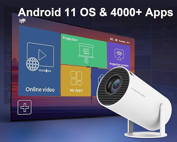 Compact 4K Smart Projector with WiFi6 & BT 5.0